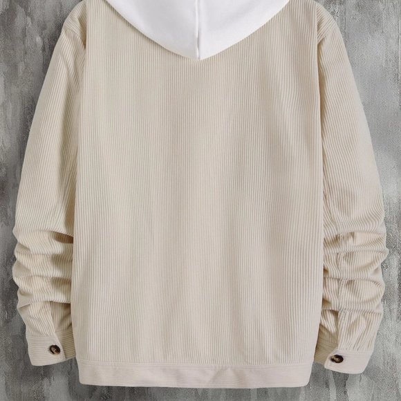 Cream Mens Corduroy Shirt Jacket - Picture 4 of 6